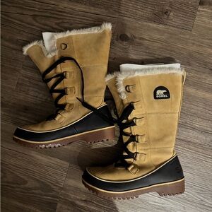 Sorel Tivoli High II Waterproof Winter Rain Mid Calf Tan Snow Boots, sz 8